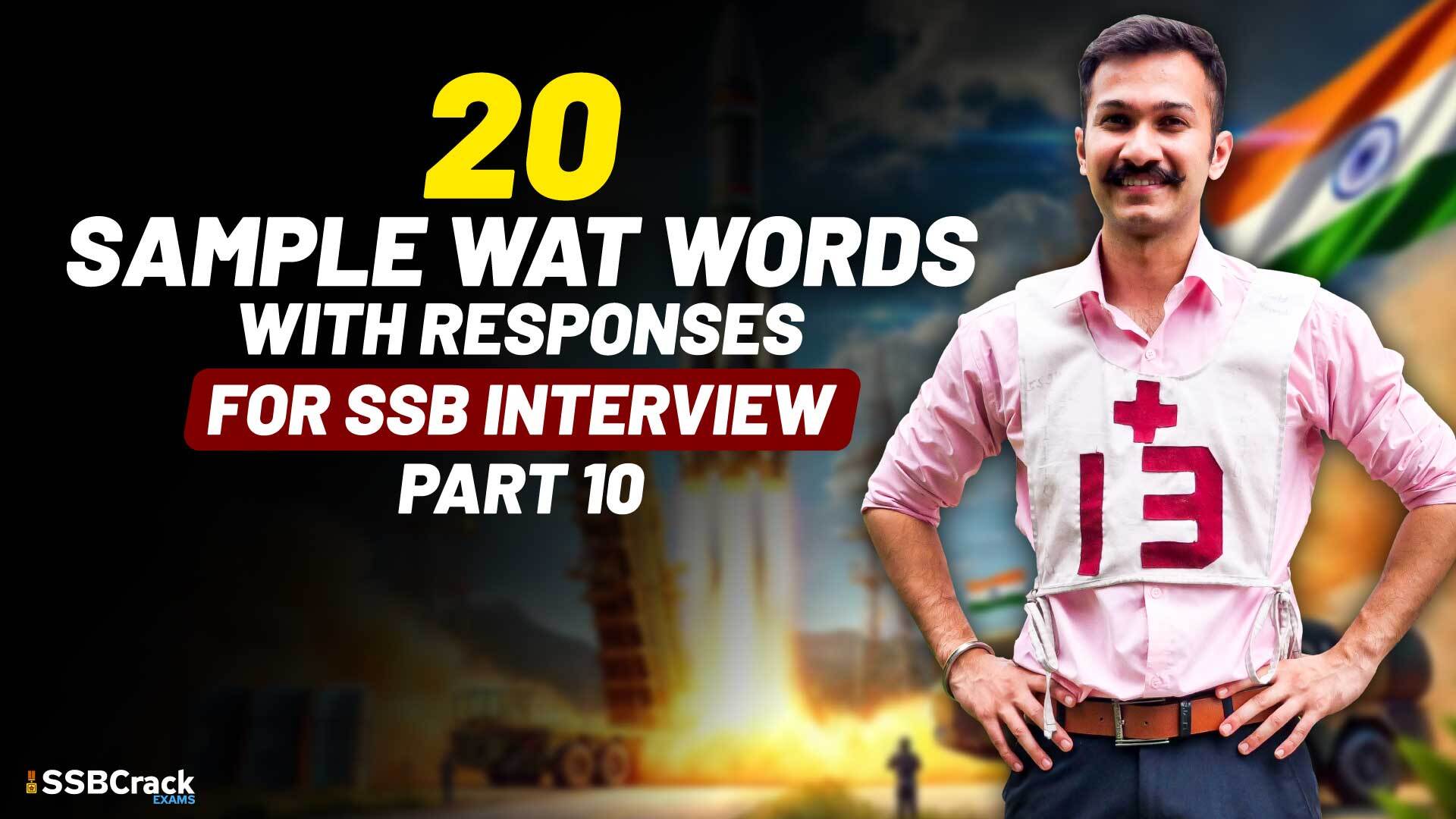 20 Sample WAT Words With Responses For SSB Interview Part 10